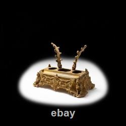 Bel Encrier Bronze Dore Angelots Decor Des Arts Peintre+musiciens Xixème Inkwell