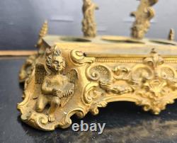 Bel Encrier Bronze Dore Angelots Decor Des Arts Peintre+musiciens Xixème Inkwell