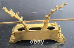 Bel Encrier Bronze Dore Angelots Decor Des Arts Peintre+musiciens Xixème Inkwell