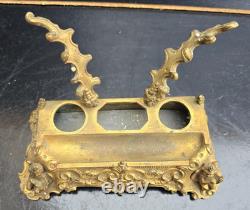 Bel Encrier Bronze Dore Angelots Decor Des Arts Peintre+musiciens Xixème Inkwell