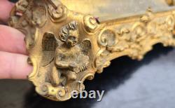 Bel Encrier Bronze Dore Angelots Decor Des Arts Peintre+musiciens Xixème Inkwell
