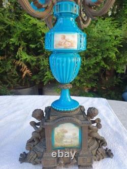 Belle Paire de chandeliers Bronze et Porcelaine Napoléon III vers 1850
