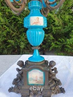 Belle Paire de chandeliers Bronze et Porcelaine Napoléon III vers 1850