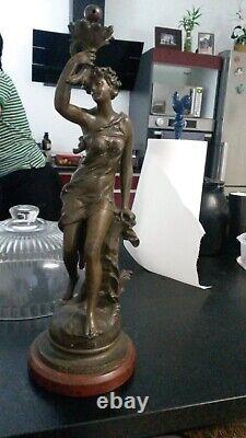 Belle Statuette Coup De Soleil Par Ferrand Regule Patine Bronze France XIX Em T