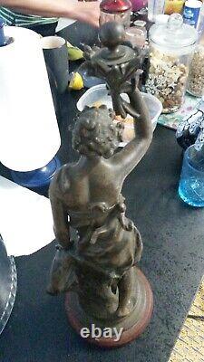 Belle Statuette Coup De Soleil Par Ferrand Regule Patine Bronze France XIX Em T
