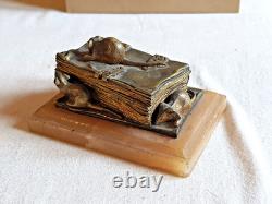 Boite A Dent De Lait Coffret Bronze Dore Livre 4 Souris Albatre Napoleon III