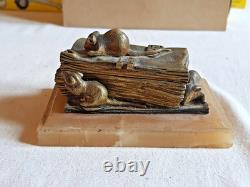 Boite A Dent De Lait Coffret Bronze Dore Livre 4 Souris Albatre Napoleon III