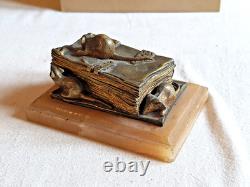 Boite A Dent De Lait Coffret Bronze Dore Livre 4 Souris Albatre Napoleon III