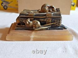 Boite A Dent De Lait Coffret Bronze Dore Livre 4 Souris Albatre Napoleon III
