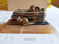Boite A Dent De Lait Coffret Bronze Dore Livre 4 Souris Albatre Napoleon III
