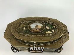 Boite Napoleon III Avec Miniatures Paris Cloisonné Bronze Et Laiton Doré A615