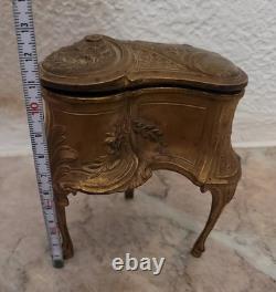 Boîte à Bijoux Rognon Bronze Doré Orfèvrerie Dilecta Époque Napoléon III #BUF