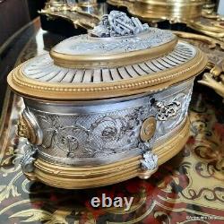 Boite à bijoux en Bronze sur coussin de marbre Boulle Epoque Napoléon III