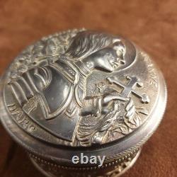 Boîte à bijoux en bronze ou cuivre à patine noire Sainte Jeanne D'Arc Fin XIXe