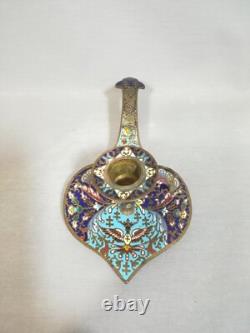 Bougeoir À Main, Rat De Cave Cloisonné Napoléon III Bronze Laiton Émaillé Xixème