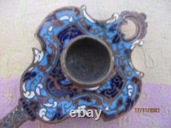Bougeoir Ancien Porte-Bijoux Bronze Émail Cloisonné