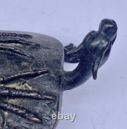 Bougeoir Bronze Chine XIXème Grue Tortue Antique Crane and Turtle Candlestick