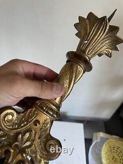 Bougeoir Bronze Doré Pique Cierge XIXeme Napoléon III Ancien Chandelier