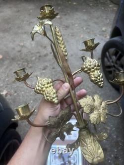 Bougeoir Chandelier Bronze Dore Fleur Église XIXeme Napoléon III