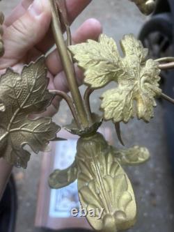 Bougeoir Chandelier Bronze Dore Fleur Église XIXeme Napoléon III