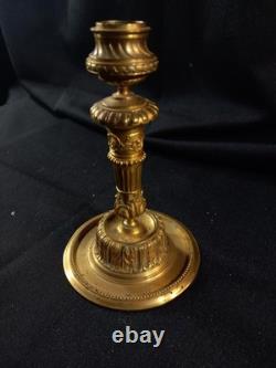 Bougeoir Chandelier Napoléon III bronze ciselé et doré Style Louis XVI