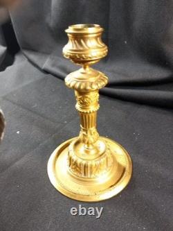 Bougeoir Chandelier Napoléon III bronze ciselé et doré Style Louis XVI