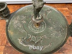 Bougeoir En Bronze Napoleon III A Decor D'oiseau Pied Douche M690