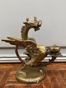 Bougeoir En Bronze Xixeme Dragon Chine Indochine M678