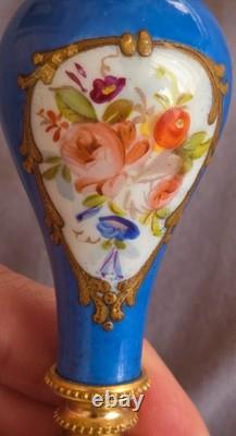 Bougeoir Napoléon III en bronze doré et porcelaine polychrome et or