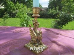 Bougeoir ancien Chimere bronze XIX siècle France