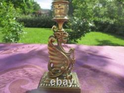 Bougeoir ancien Chimere bronze XIX siècle France