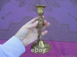 Bougeoir ancien Rocaille Bronze 19ème siècle