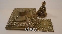 Bougeoir ancien XIX? Siècle en bronze massif décor religieux & royal