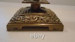 Bougeoir ancien XIX? Siècle en bronze massif décor religieux & royal