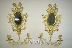 Bougeoir, applique miroir bronze Napoléon III, Candlestick, mirror wall light