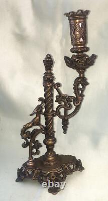 Bougeoir de bureau en bronze 19èmè, dragon, Chine ou Napoléon III