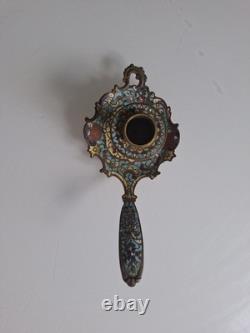 Bougeoir émaux Cloisonné Bronze époque Napoléon III Chandelier, Ancien XIXe