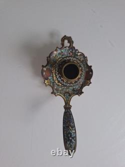 Bougeoir émaux Cloisonné Bronze époque Napoléon III Chandelier, Ancien XIXe