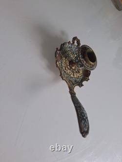 Bougeoir émaux Cloisonné Bronze époque Napoléon III Chandelier, Ancien XIXe