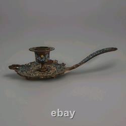 Bougeoir émaux Cloisonné Bronze époque Napoléon III Chandelier, Ancien XIXe