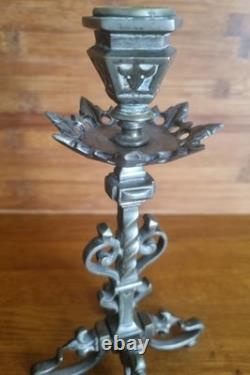 Bougeoir en Bronze Napoléon III style néo gothique