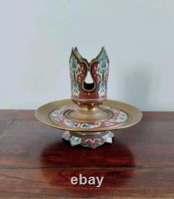 Bougeoir en Bronze & émaux cloisonnés. Signé SUSSE FRÈRES XIXeme