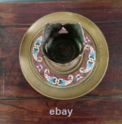 Bougeoir en Bronze & émaux cloisonnés. Signé SUSSE FRÈRES XIXeme