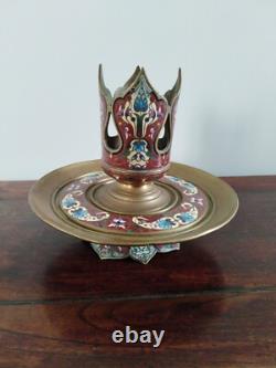 Bougeoir en Bronze & émaux cloisonnés. Signé SUSSE FRÈRES XIXeme
