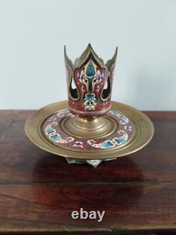 Bougeoir en Bronze & émaux cloisonnés. Signé SUSSE FRÈRES XIXeme