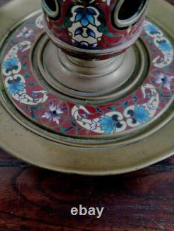 Bougeoir en Bronze & émaux cloisonnés. Signé SUSSE FRÈRES XIXeme