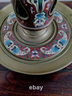 Bougeoir en Bronze & émaux cloisonnés. Signé SUSSE FRÈRES XIXeme