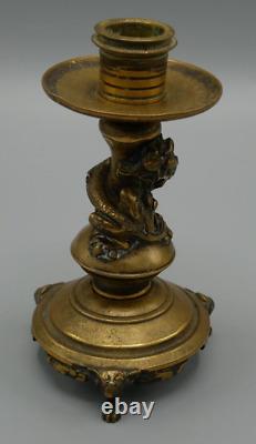 Bougeoir en bronze à décor de dragon, Chine, Chinoiserie, XIXème