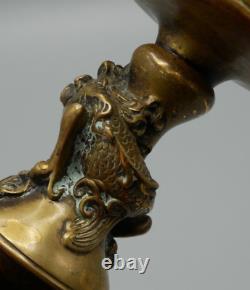 Bougeoir en bronze à décor de dragon, Chine, Chinoiserie, XIXème