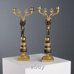 Bougeoirs Anciens Style Napoléon III Bronze du XXe Siècle Originaux